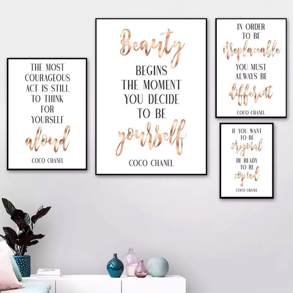 SET 4 COCO CHANEL motivational quote fashion print children room wall home decor